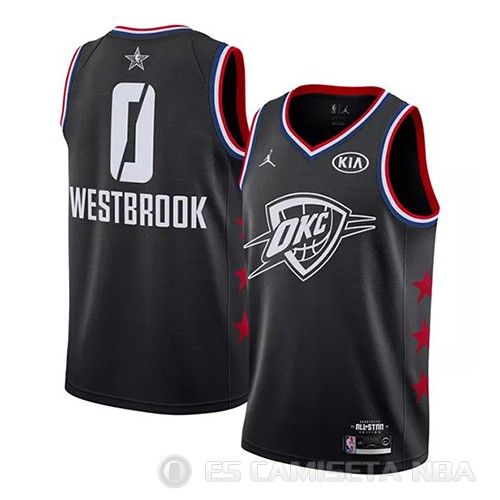Camiseta Russell Westbrook #0 All Star 2019 Oklahoma City Thunder Negro - Haga un click en la imagen para cerrar